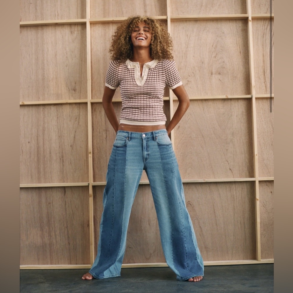 NWT American Eagle Dreamy Drape Low Rise Ultra Wide-Leg Jeans Size 12